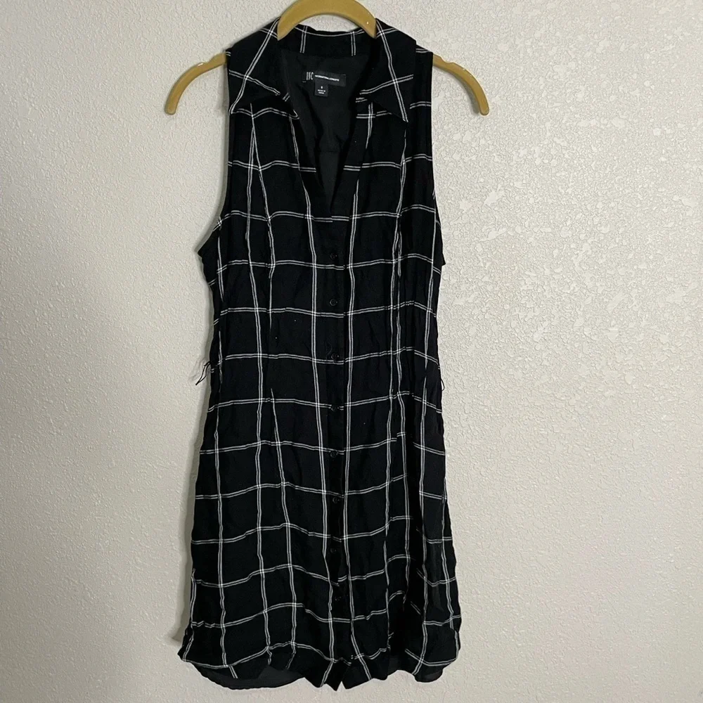 Inc Black Plaid Shirtdress 8